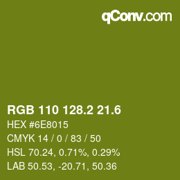カラーコード: RGB 110 128.2 21.6 | qconv.com