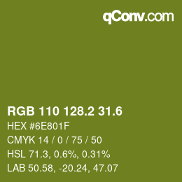 カラーコード: RGB 110 128.2 31.6 | qconv.com