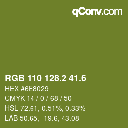 カラーコード: RGB 110 128.2 41.6 | qconv.com