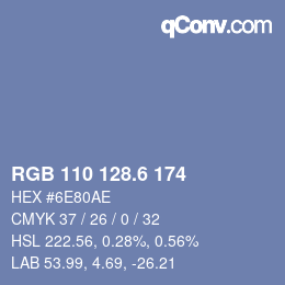 カラーコード: RGB 110 128.6 174 | qconv.com