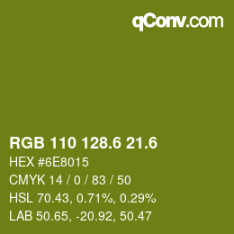 カラーコード: RGB 110 128.6 21.6 | qconv.com