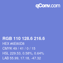 カラーコード: RGB 110 128.6 216.6 | qconv.com