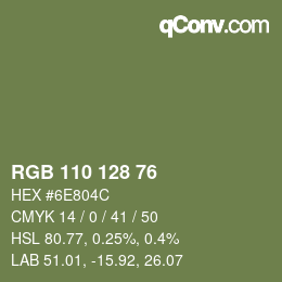 Color code: RGB 110 128 76 | qconv.com