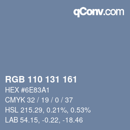 Color code: RGB 110 131 161 | qconv.com