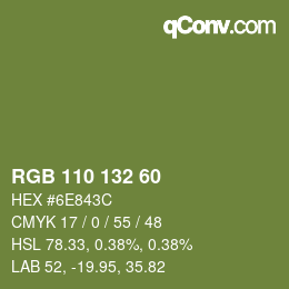 カラーコード: RGB 110 132 60 | qconv.com