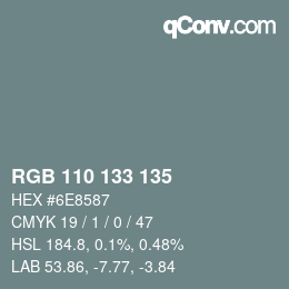 Farbcode: RGB 110 133 135 | qconv.com