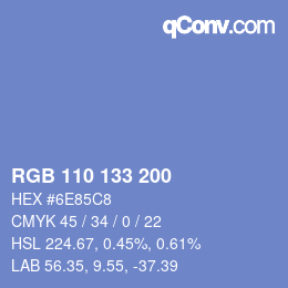 Color code: RGB 110 133 200 | qconv.com