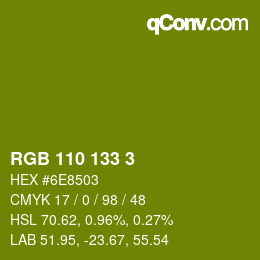 Color code: RGB 110 133 3 | qconv.com