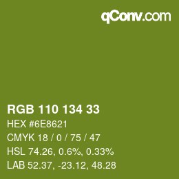 Color code: RGB 110 134 33 | qconv.com