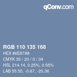 カラーコード: RGB 110 135 168 | qconv.com