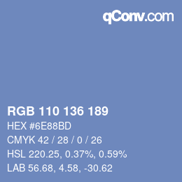 Color code: RGB 110 136 189 | qconv.com