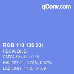 Color code: RGB 110 136 231 | qconv.com