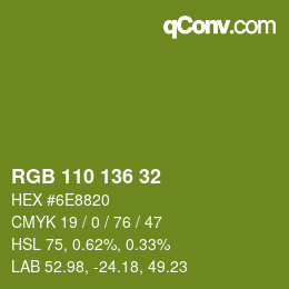 Color code: RGB 110 136 32 | qconv.com