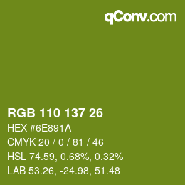 Color code: RGB 110 137 26 | qconv.com