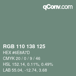 颜色代码: RGB 110 138 125 | qconv.com
