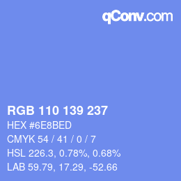 Color code: RGB 110 139 237 | qconv.com