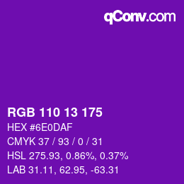 カラーコード: RGB 110 13 175 | qconv.com