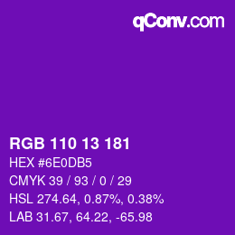 Color code: RGB 110 13 181 | qconv.com