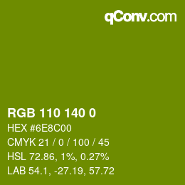 颜色代码: RGB 110 140 0 | qconv.com