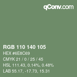Color code: RGB 110 140 105 | qconv.com