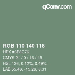 Código de color: RGB 110 140 118 | qconv.com