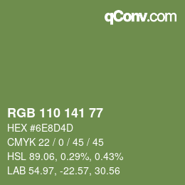 Color code: RGB 110 141 77 | qconv.com