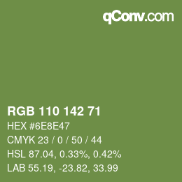 Color code: RGB 110 142 71 | qconv.com