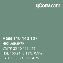 Color code: RGB 110 143 127 | qconv.com