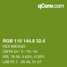 カラーコード: RGB 110 144.8 32.4 | qconv.com