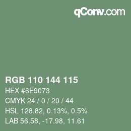 Color code: RGB 110 144 115 | qconv.com