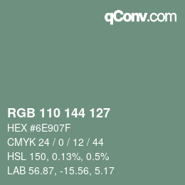 颜色代码: RGB 110 144 127 | qconv.com