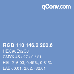 カラーコード: RGB 110 146.2 200.6 | qconv.com
