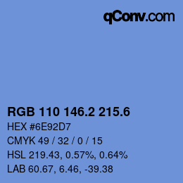 カラーコード: RGB 110 146.2 215.6 | qconv.com