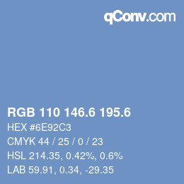 カラーコード: RGB 110 146.6 195.6 | qconv.com