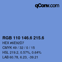 カラーコード: RGB 110 146.6 215.6 | qconv.com