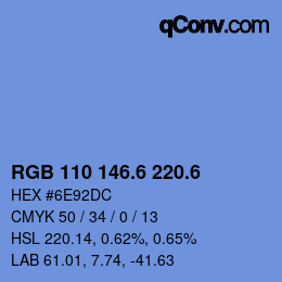 カラーコード: RGB 110 146.6 220.6 | qconv.com