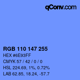 Color code: RGB 110 147 255 | qconv.com