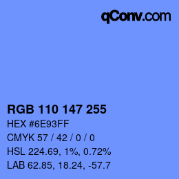 Color code: RGB 110 147 255 | qconv.com