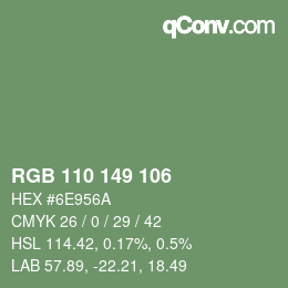 Color code: RGB 110 149 106 | qconv.com
