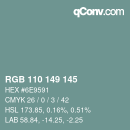 カラーコード: RGB 110 149 145 | qconv.com