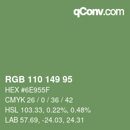 Color code: RGB 110 149 95 | qconv.com
