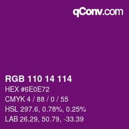 カラーコード: RGB 110 14 114 | qconv.com