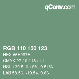 颜色代码: RGB 110 150 123 | qconv.com
