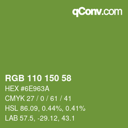 颜色代码: RGB 110 150 58 | qconv.com