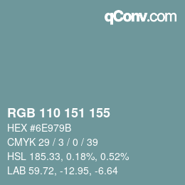 Color code: RGB 110 151 155 | qconv.com