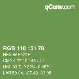 Color code: RGB 110 151 78 | qconv.com
