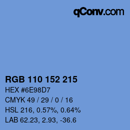 Color code: RGB 110 152 215 | qconv.com