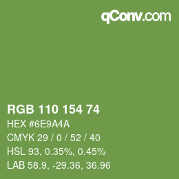 Color code: RGB 110 154 74 | qconv.com