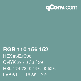 Color code: RGB 110 156 152 | qconv.com