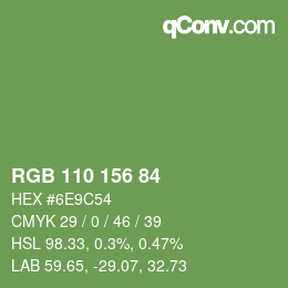 カラーコード: RGB 110 156 84 | qconv.com